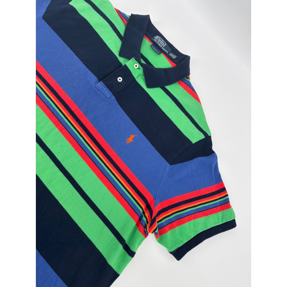 Polo Ralph Lauren Mens XXL Custom Fit Multi Color Striped Short Sleeve Polo